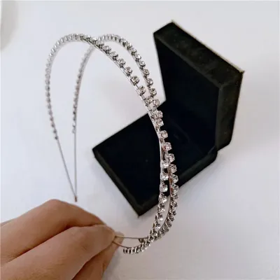 Fashionable Wire Simple Rhinestone Double Layer Hair Band